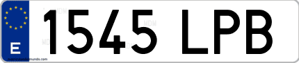 Ejemplo de matrícula de coche ordinaria 1545 LPB