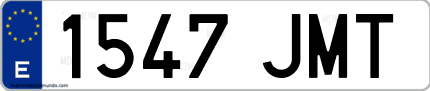 Ejemplo de matrícula de coche ordinaria 1547 JMT