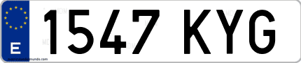 Ejemplo de matrícula de coche ordinaria 1547 KYG