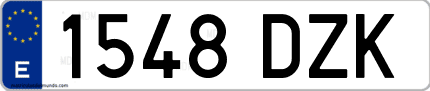 Ejemplo de matrícula de coche ordinaria 1548 DZK