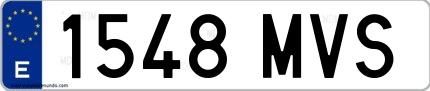 Ejemplo de matrícula española 1548 MVS