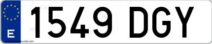 Ejemplo de matrícula española 1549 DGY