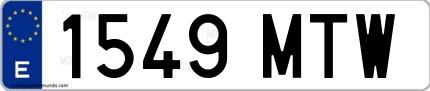 Ejemplo de matrícula española 1549 MTW