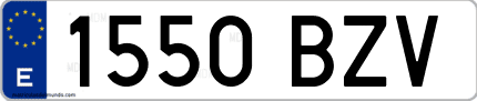 Ejemplo de matrícula de coche ordinaria 1550 BZV