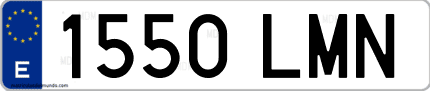 Ejemplo de matrícula de coche ordinaria 1550 LMN