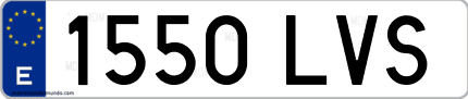 Ejemplo de matrícula de coche ordinaria 1550 LVS