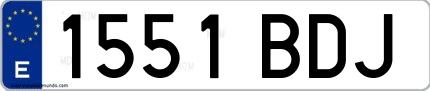 Ejemplo de matrícula española 1551 BDJ