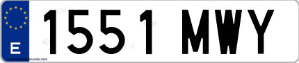 Ejemplo de matrícula de coche ordinaria 1551 MWY
