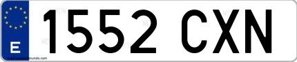 Ejemplo de matrícula española 1552 CXN