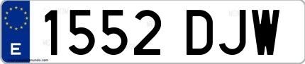 Ejemplo de matrícula española 1552 DJW