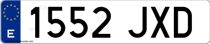Ejemplo de matrícula de coche ordinaria 1552 JXD