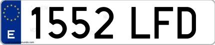Ejemplo de matrícula española 1552 LFD