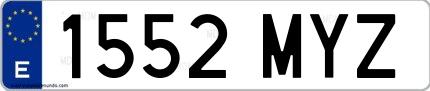 Ejemplo de matrícula española 1552 MYZ