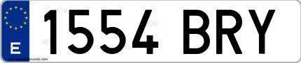 Ejemplo de matrícula de coche ordinaria 1554 BRY