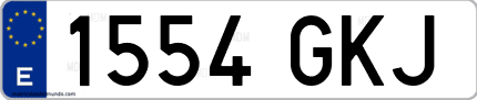 Ejemplo de matrícula de coche ordinaria 1554 GKJ