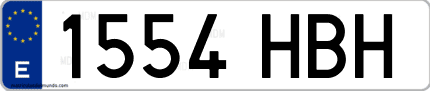 Ejemplo de matrícula de coche ordinaria 1554 HBH
