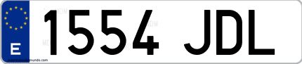 Ejemplo de matrícula de coche ordinaria 1554 JDL