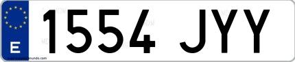 Ejemplo de matrícula española 1554 JYY