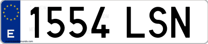 Ejemplo de matrícula de coche ordinaria 1554 LSN