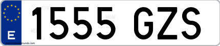 Ejemplo de matrícula de coche ordinaria 1555 GZS