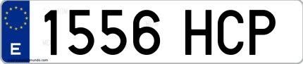 Ejemplo de matrícula de coche ordinaria 1556 HCP