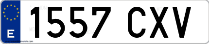Ejemplo de matrícula de coche ordinaria 1557 CXV