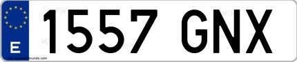 Ejemplo de matrícula española 1557 GNX