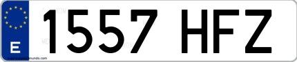Ejemplo de matrícula española 1557 HFZ