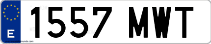 Ejemplo de matrícula de coche ordinaria 1557 MWT
