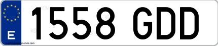Ejemplo de matrícula de coche ordinaria 1558 GDD