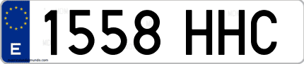 Ejemplo de matrícula de coche ordinaria 1558 HHC