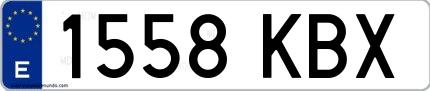 Ejemplo de matrícula española 1558 KBX