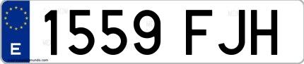 Ejemplo de matrícula española 1559 FJH