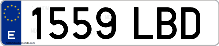 Ejemplo de matrícula de coche ordinaria 1559 LBD