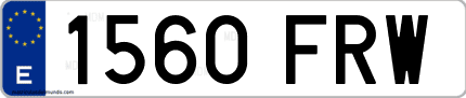 Ejemplo de matrícula de coche ordinaria 1560 FRW