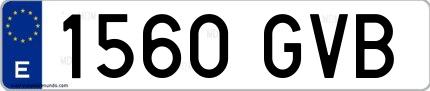 Ejemplo de matrícula española 1560 GVB