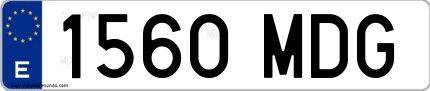 Ejemplo de matrícula española 1560 MDG