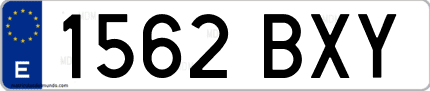 Ejemplo de matrícula de coche ordinaria 1562 BXY