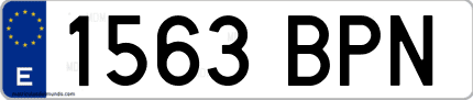 Ejemplo de matrícula de coche ordinaria 1563 BPN