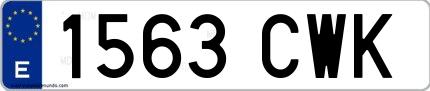 Ejemplo de matrícula española 1563 CWK