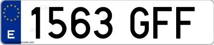 Ejemplo de matrícula española 1563 GFF