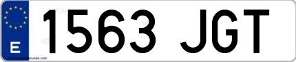 Ejemplo de matrícula española 1563 JGT