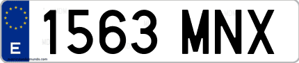 Ejemplo de matrícula de coche ordinaria 1563 MNX
