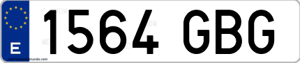 Ejemplo de matrícula de coche ordinaria 1564 GBG