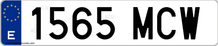 Ejemplo de matrícula de coche ordinaria 1565 MCW