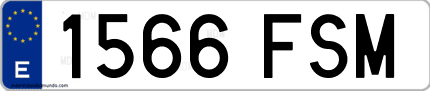 Ejemplo de matrícula de coche ordinaria 1566 FSM