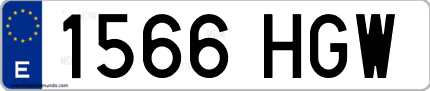Ejemplo de matrícula de coche ordinaria 1566 HGW