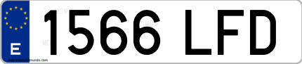 Ejemplo de matrícula de coche ordinaria 1566 LFD