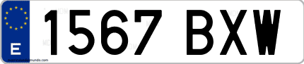 Ejemplo de matrícula de coche ordinaria 1567 BXW