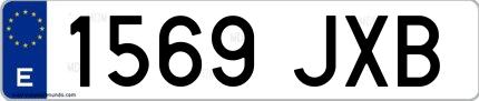 Ejemplo de matrícula de coche ordinaria 1569 JXB